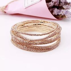 5pcs/lot Gold Color Elastic Crystal Bracelets