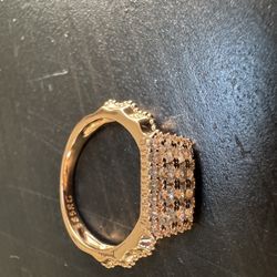 585 RG 14K Stamped Square Cocktail Zircon Crystal Size 7 Ring 