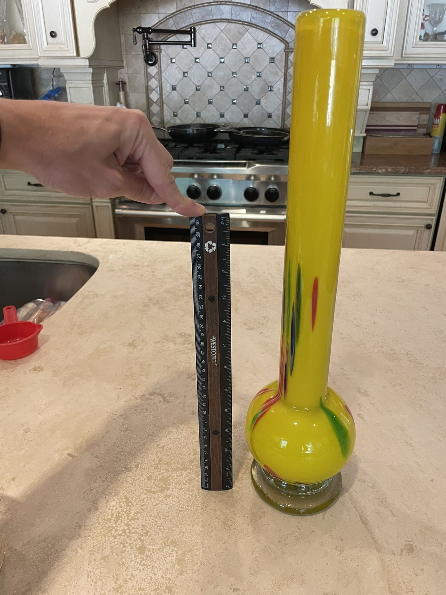 Large Yellow Hand-Blown Glass Vase - Not A Smoking Device