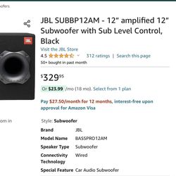 JBL 12” Subwoofer With AMP