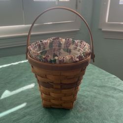 Longaberger Basket And Fabric And Plastic Liner