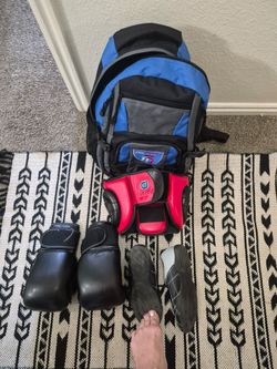 TRU Motion Gloves, backpack, shoes, helmet.