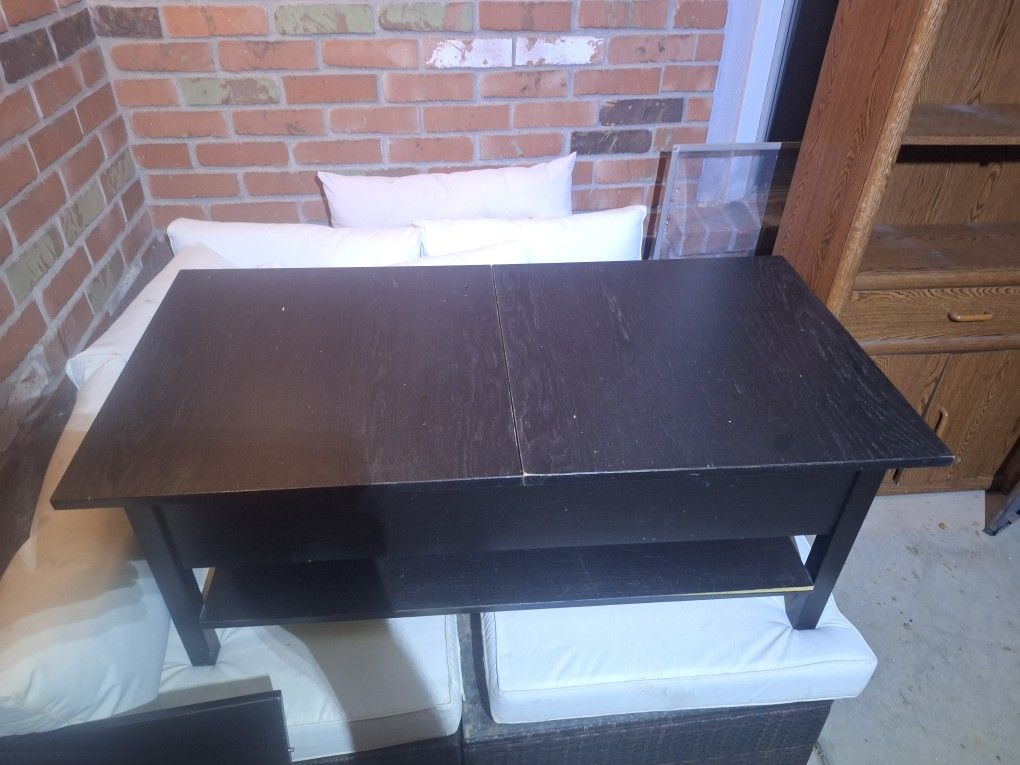 Black Coffee Table With Storage And Expansion Leaf