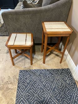 2 handmade small solid wood tables!