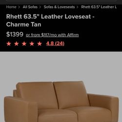 Rhett Leather Loveseat By ARTICLE