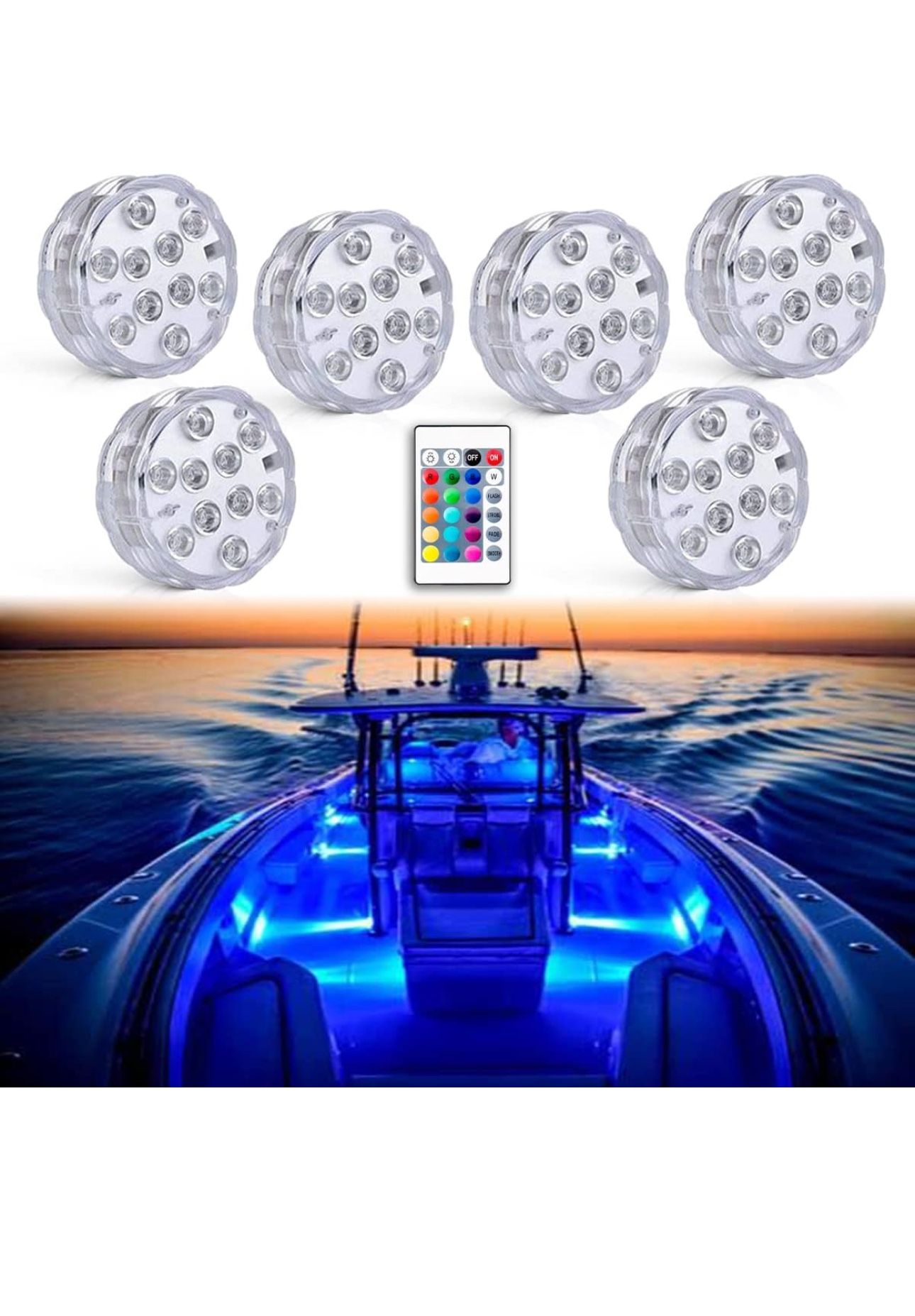 Boat Lights Wireless Battery Operated, Waterproof Marine Led Light for Deck Light Courtesy Interior Lights, for Fishing Kayak Duck Jon Bass Boat