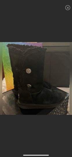 Koolaburra Ugg Kenslei Girl's Tall Button Suede Shearling Boots Black size 1