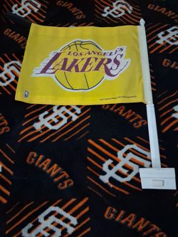 Vintage LARGE Lakers Car Flag 90s GOOD Shape