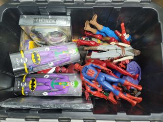 Tote Full Of Action Figures Plus Other Items