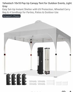 10x10 Pop Up Canopy Tent for Outdoor Events, Light Gray