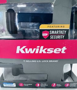 Kwikset Halifax Matte Black Entry Door Lever with Single Cylinder Deadbolt Combo Pack featuring SmartKey Security