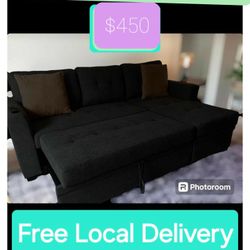 Gray Sectional Couch With Storage Chaise & Sleeper Free Delivery 