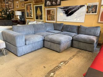 Grey Corduroy 6-Piece Modular Sectional