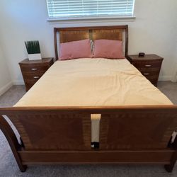 Queen Size Sleigh Bed Frame And Box Spring