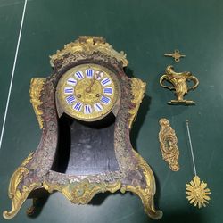 20th Century French Tortoiseshell Boulle Mantel Clock 