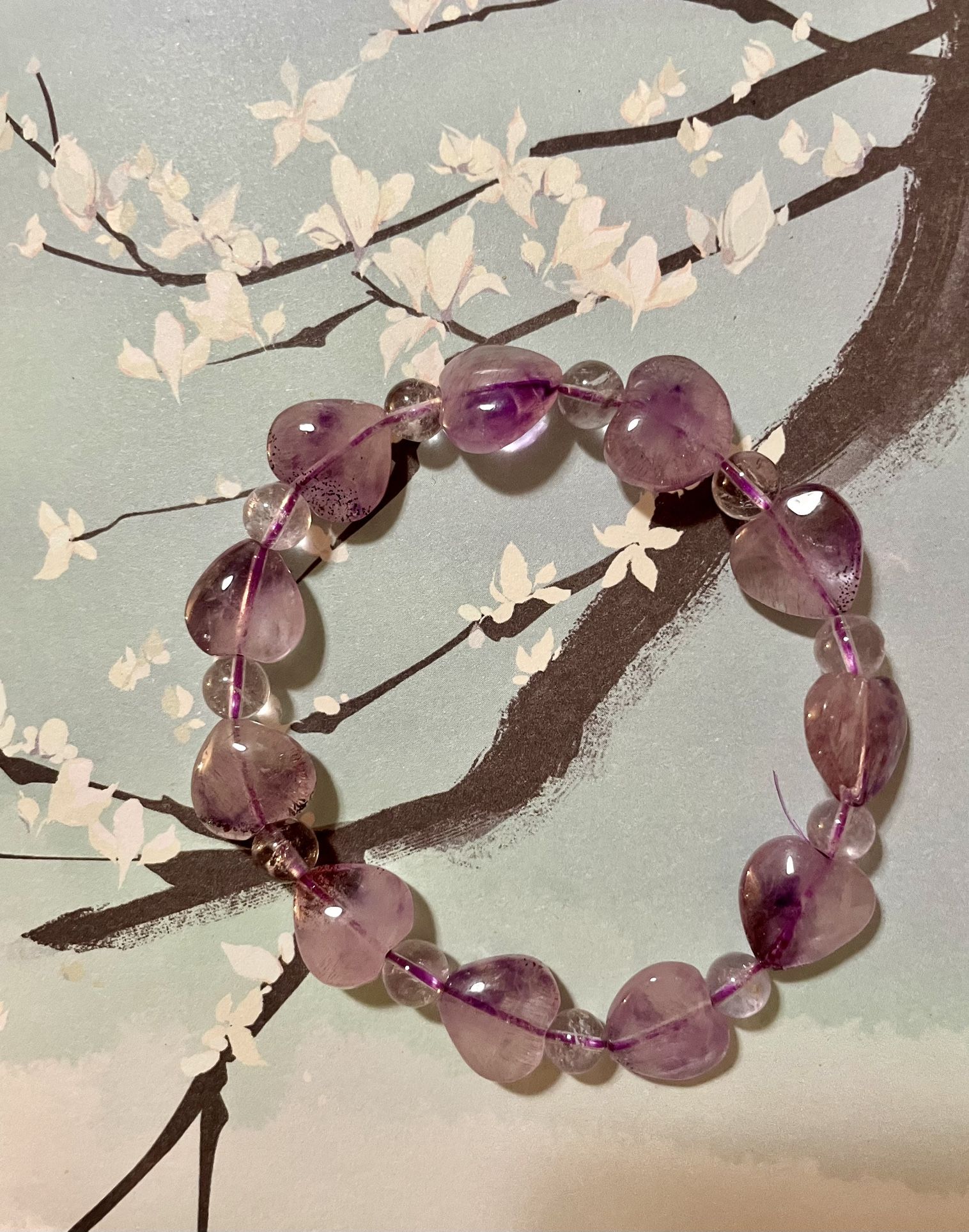 Purple Crystal Hearts Bracelet