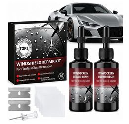 Windshield Repair Kit, 2 Pack 40ML Windshield Crack Repair Resin for Chips, Star, Bullseye and Long Cracks, Auto Glass Repair Kit with Curing Films, B