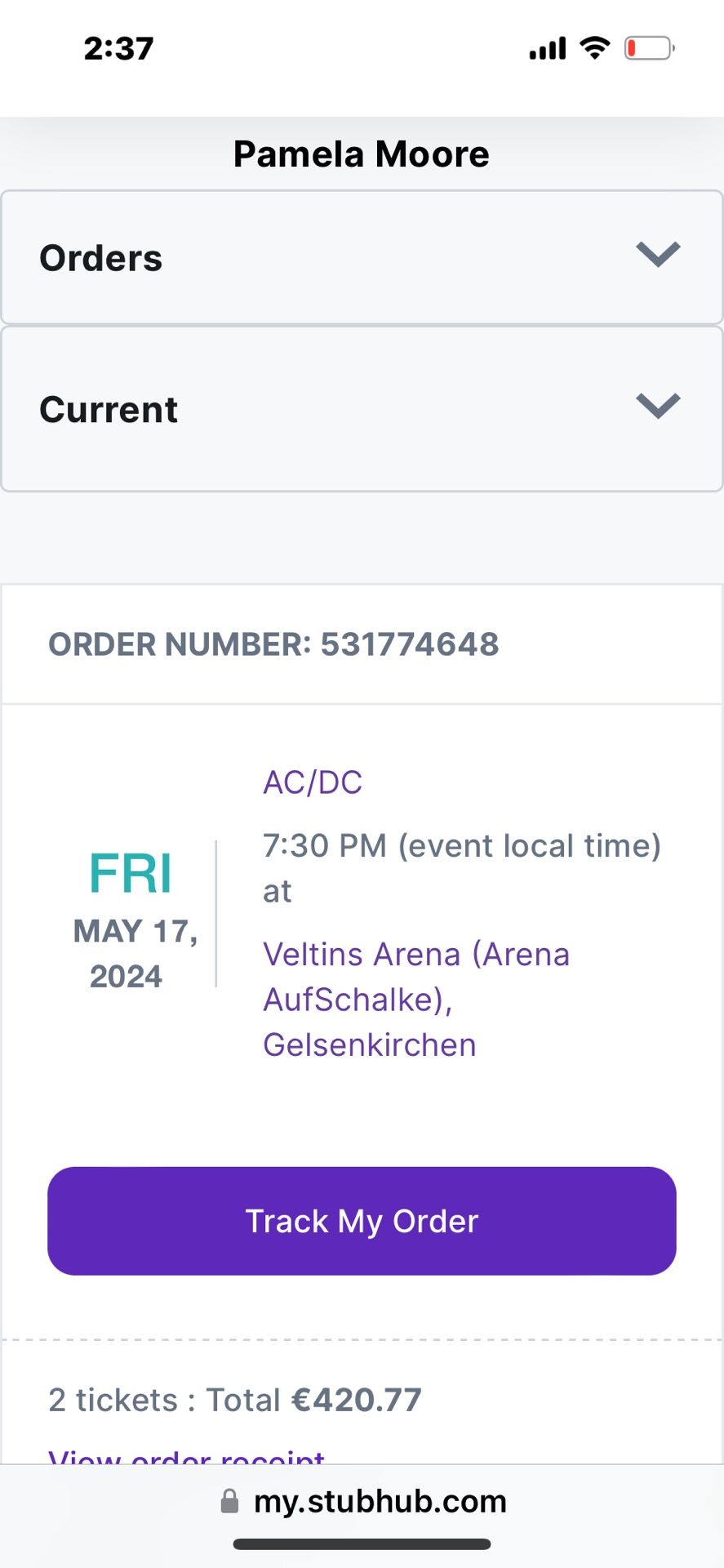 AC/DC CONCERT TICKETS -Germany 5/17/24