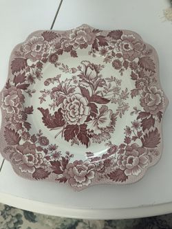 Spode Archive Collection Plate British Flowers - POPPY Cranberry Color MINT 