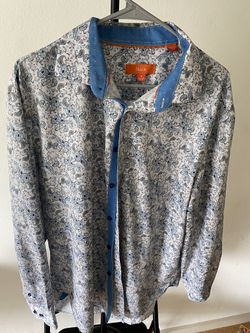 Tallia Men's Long sleeve Floral Casual Cotton Dress Shirt Spread Collar XL 17-17 1/2