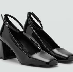 Mango Leather Mary Jane Block Heels