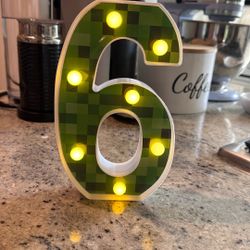 Light Up Number "6" Birthday Display (Minecraft theme)