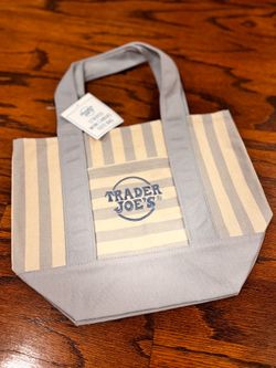 Trader Joe’s Striped Mini Canvas Bag-Blue