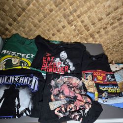 WWE Wrestling Shirts size Sm teens , 5 shirts total