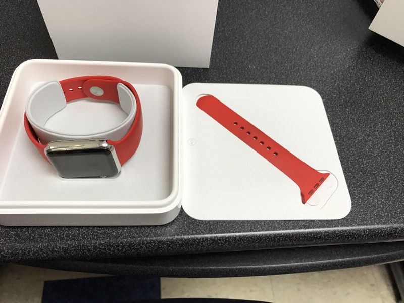 42mm case apple watch 316L stainless steel sapphire crystal retina display ceramic back sport band red