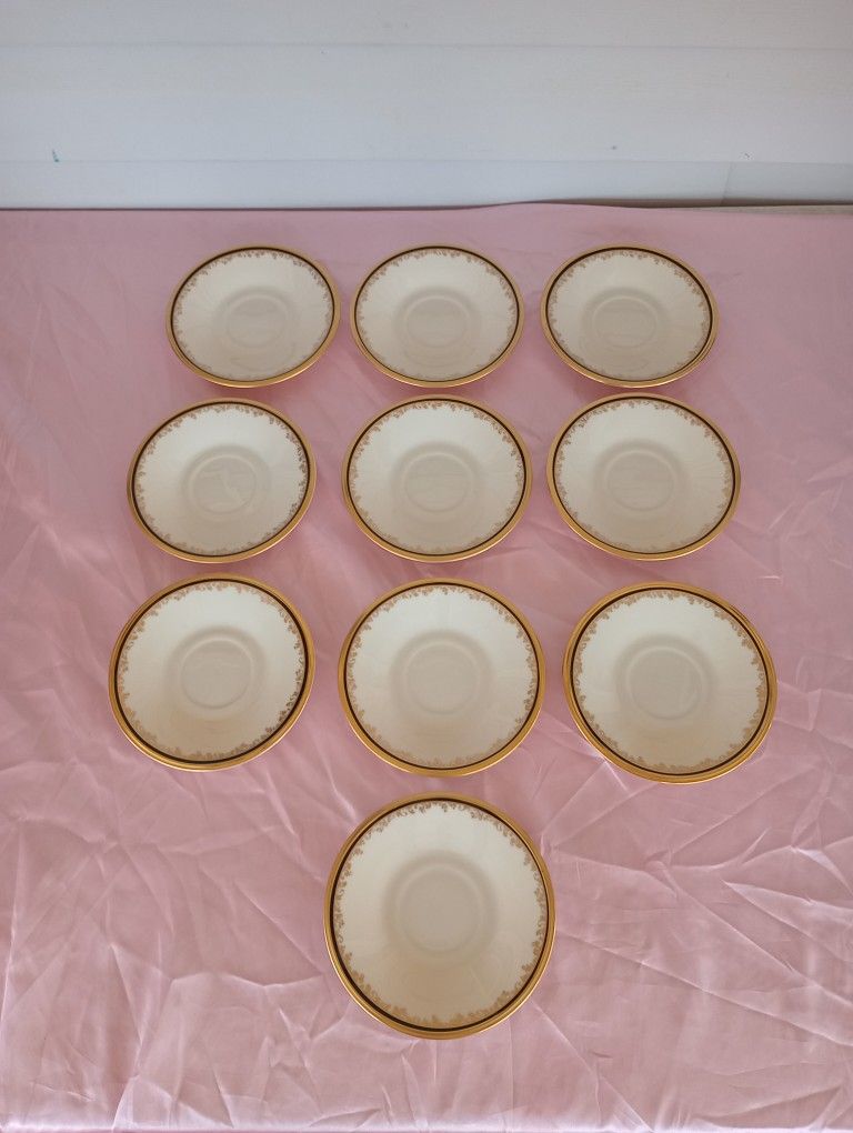 Discontinued Lenox ECLIPSE China Tea Saucer Plate 6” Gold Trim set of 10