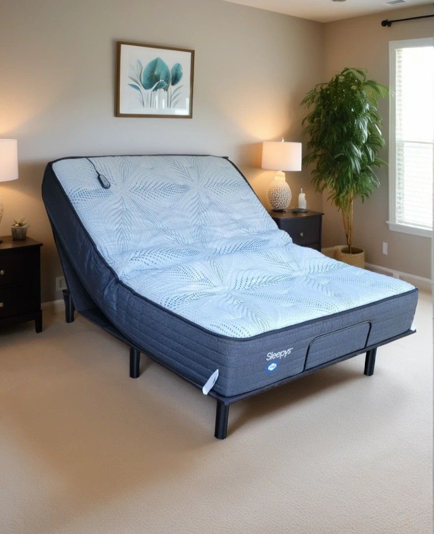 Newer Queen Sealy Sleepy's Mattress with Adjustable Bed Frame