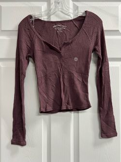 Beverly and Beck Pac Sun Ribbed Knit Long Sleeve Maroon Crop Top - Small - VGUC