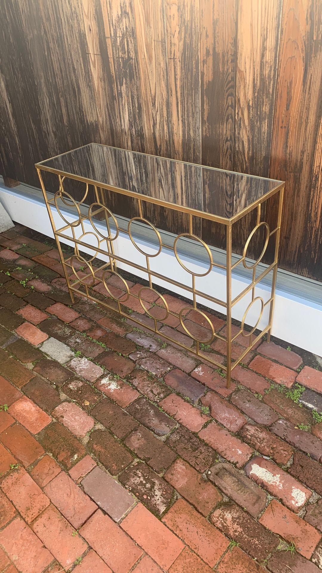 gold framed, mirrored top side table