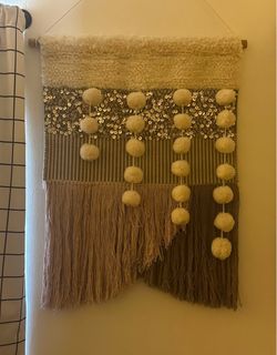 Modern / Boho Pottery Barn / West Elm Blush Woven Tapestry Wall Decor