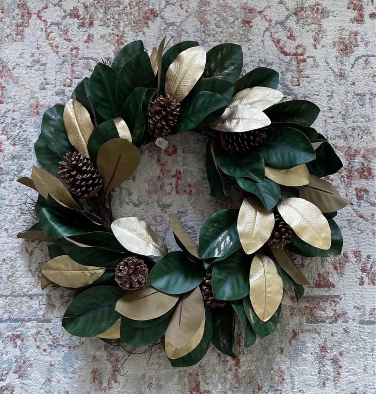 New 26” Green & Gold Magnolia Wreath