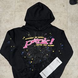 Sp5der Hoodie Black With Pink