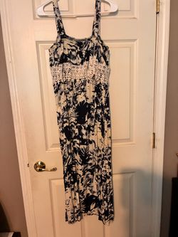 Navy and White Floral Maxi Dress