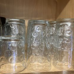 Glass circle design glass sets 8 tall glass 8 short glass and 6 kids glass “New” 