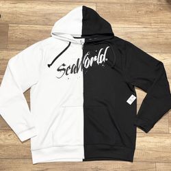 SeaWorld Official Gift Shop Merch Half & Half Penguin Graphic Hoodie Mens 2XL