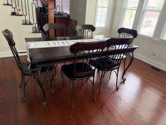 Dark Wood Dining Table with 6 Chairs