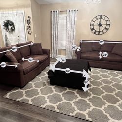 Cindy Crawford Home Sofas (2) + Free Ottoman – Great Condition – $350