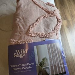Both NEW Wild Sage Shower Curtain & Rug