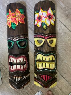 Tiki Masks Hand painted  Wood