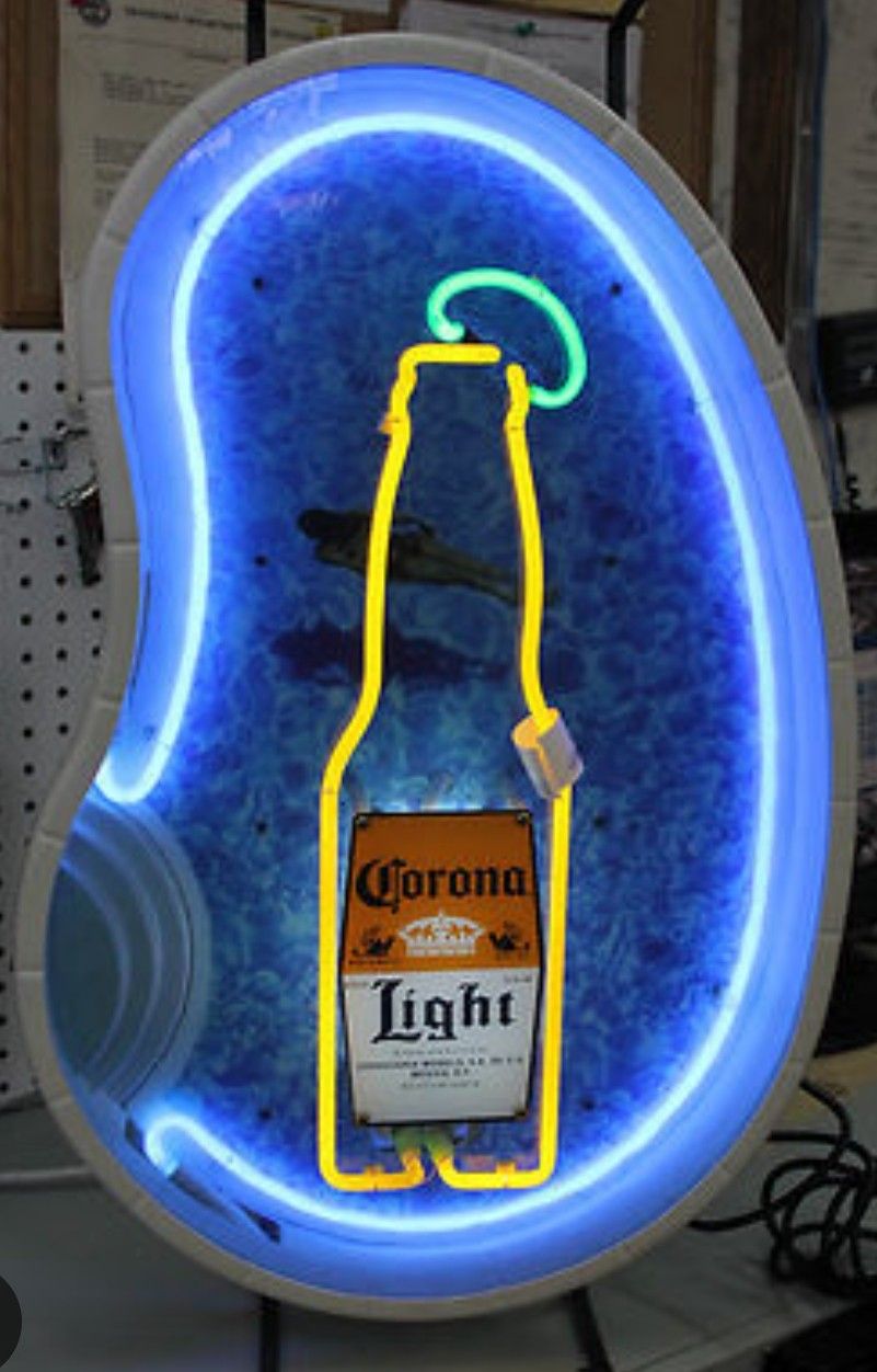 Vintage Rare Corona Light Swimming Pool Neon Sign On A Stand 27x17in Bar Pub 
