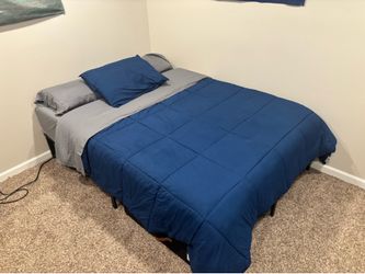 Frame and 12” cooling memory foam mattress. 1 year old