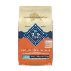 34 Lb Blue Buffalo Life Protection Large Breed Adult Chicken and Brown Rice Recipe Dry Dog Food