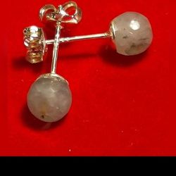 Natural Aquamarine Earrings .925 Sterling Silver Posts Womens Jewlery 6mm