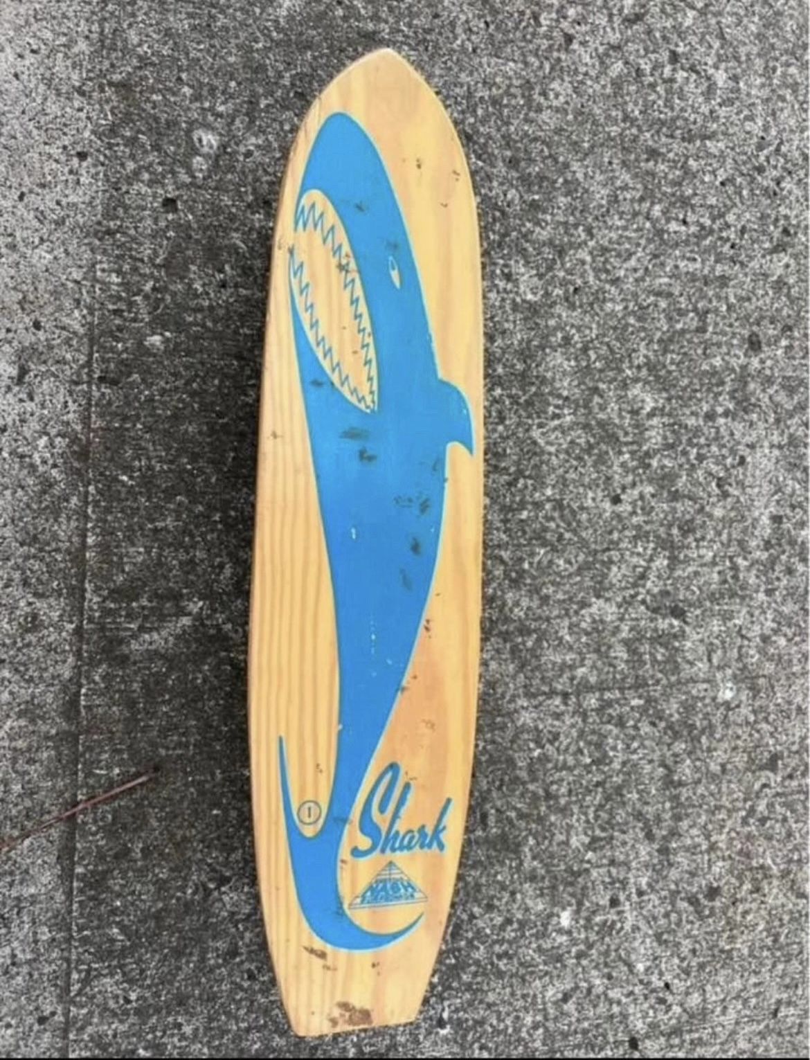 Vintage Nash Surfboards SHARK Wood Skateboard Metal Wheels XLNT Condition Steel