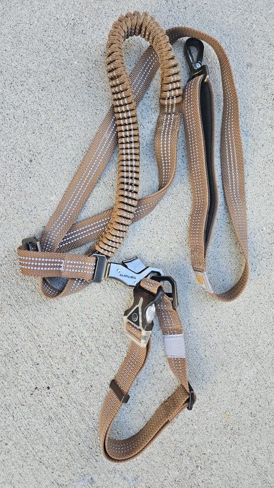 Carhartt Dog Leash, Collar and Cowbell with Leather Strap