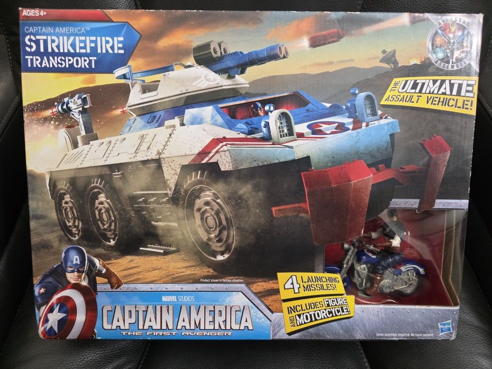 Captain America Strikefire Transport Ultimate Assault Vehicle w/ Captain America Figure & Motorcycle